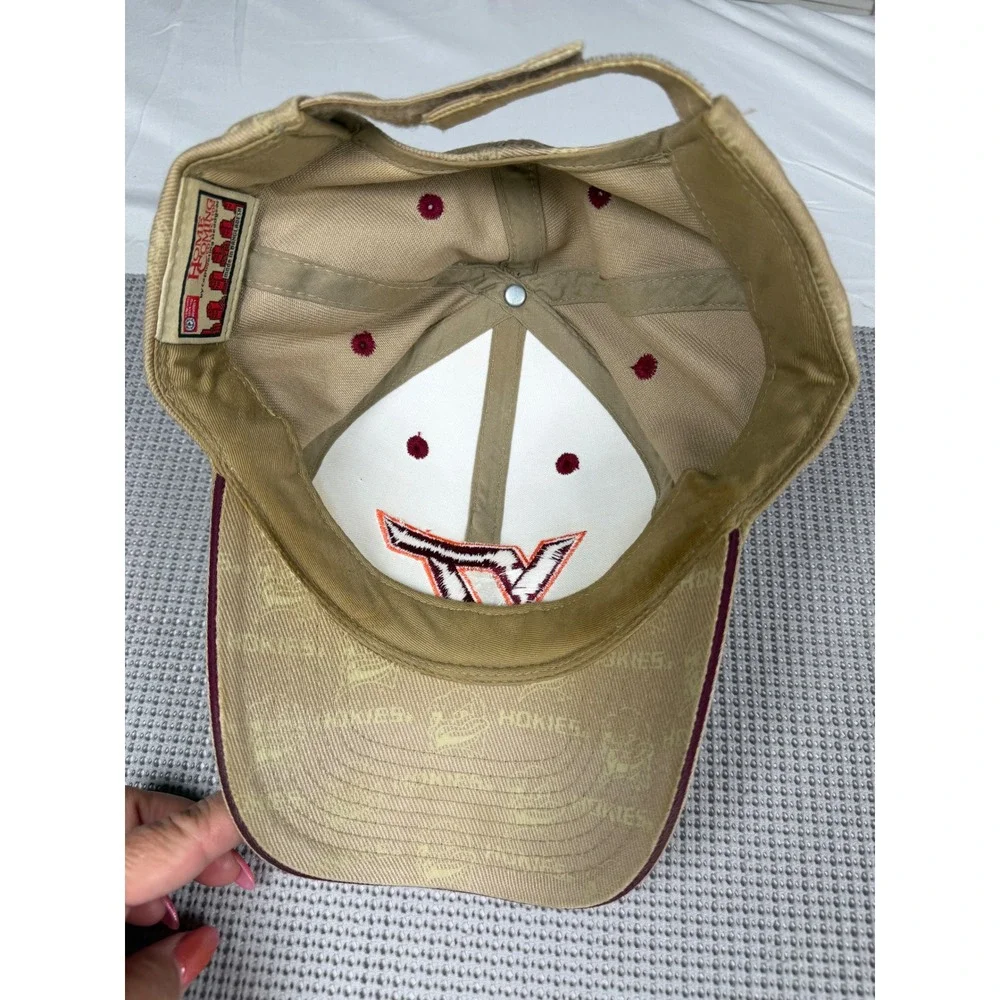 Virginia Tech Hokies Hat Tan Maroon VT Logo Homecoming Collection Baseball Cap